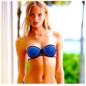 Victoria's Secret The Flirt Stitched Colorblock Bandeau Strapless Swim Top 34DD